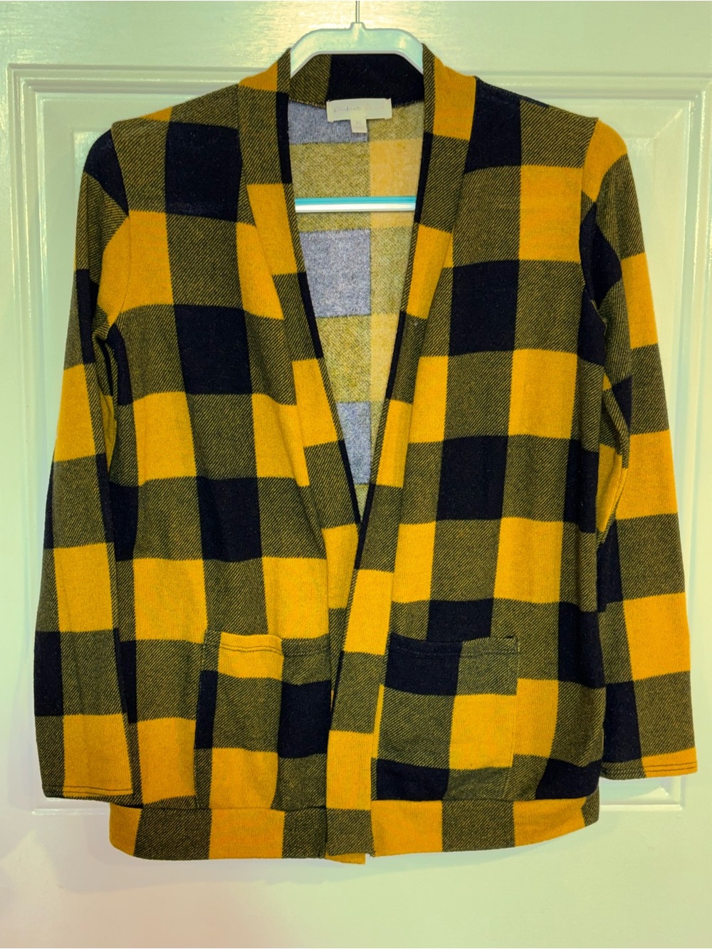Open-Front Buffalo Plaid Cardigan Jacket - Yellow & Black